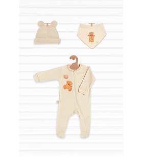 tinylamb FLUFFY BEAR Organik Pamuk Penye Yeni Doğan Mini Set - 3 Parça