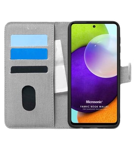 Microsonic Samsung Galaxy A52s Kılıf Fabric Book Wallet Gri