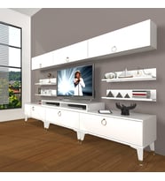 Decoraktiv Ekoflex 8Y Mdf Gold Tv Ünitesi Tv Sehpası - Parlak Beyaz