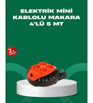 5 Metre Kablolu 4 lü Kırmızı Priz Makara