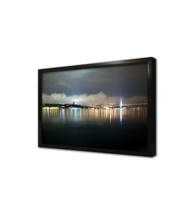 Gece Boğaziçi Köprüsü Çerçeveli Cam Tablo