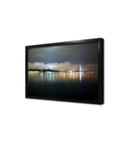 Gece Boğaziçi Köprüsü Çerçeveli Cam Tablo
