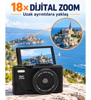 5k 75mp Hd Dijital Kamera 18x Dijital Zoom, Flaşlı,3.0 İnç Ekranlı Fotoğraf Makinesi