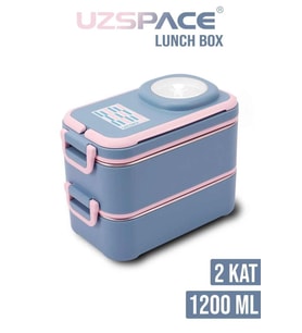 Vagonlife 8023 1200ml 2 Katlı 4 Bölmeli Gri Çelik Saklama Kabı