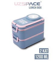 Vagonlife 8023 1200ml 2 Katlı 4 Bölmeli Gri Çelik Saklama Kabı
