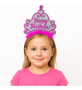 Pembe Happy Birthday Prenses Tacı – Doğum Günü Taç Aksesuarı