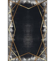 Eliana Home Baskılı, Yıkanabilir Kaymaz Taban Salon Halısı LNA0071-SD401 100x150 cm (Siyah)