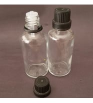 30ml şeffaf, içten damlalıklı kapak, 12 adet Siyah damlatmalı kapak, Esans şişesi, Boş şişe, Aroma Şişesi (Amber)