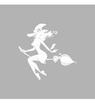 Cadı Araba Sticker siyah 16x15 CM (Beyaz)