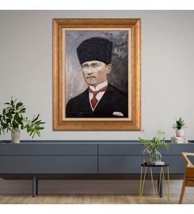 Altın Varaklı Paspartulu Çerçeveli Tablo rv552