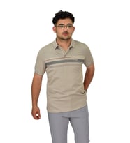 Erkek Polo Yaka Pano Çizgili Tişört T273 BGL-ST04592 (Bej)