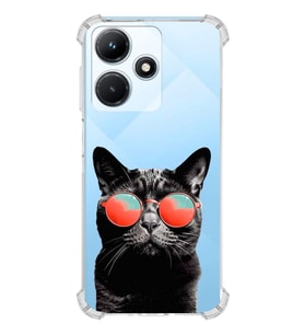 PrintiFy İnfinix Hot 30i Uyumlu Kedi 3 Baskılı Şeffaf Köşe Korumalı Antişok Kılıf