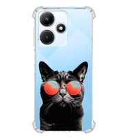 PrintiFy İnfinix Hot 30i Uyumlu Kedi 3 Baskılı Şeffaf Köşe Korumalı Antişok Kılıf