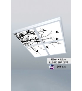 124cm X 124cm-dörtlü- Led-sıva Üstü-216watt-baskılı Led Panel-büyük Alan Aydınlatma-a+