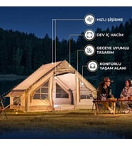 6 Kişilik Şişme Kamp Çadırı - 4 Mevsim - Dev İç Hacim