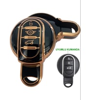 Mini Cooper Countryman Uyumlu Kumanda Anahtar Kılıfı Oto Anahtarlık 3 Tuş SİYAH GOLD
