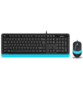 A4 TECH F1010 USB Q Trk Optic Mouse Siyah/Mavi Standart Klavye - Mouse Set