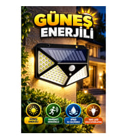 Güneş Enerjili 100 LED Bahçe Lambası – PIR Hareket Sensörlü IP65 Dış Mekan Aydınlatma