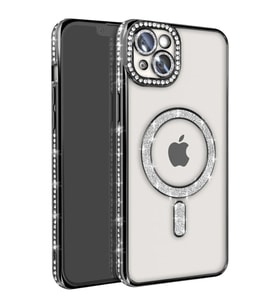 Apple İphone 14 Kılıf Joke Simli Magneticsafe Kılıf - Siyah