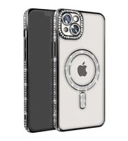 Apple İphone 14 Kılıf Joke Simli Magneticsafe Kılıf - Siyah