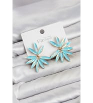Buz Mavisi Renk Kristal Taşlı Lotus Model Kadın Küpe - EBJ260725W44249