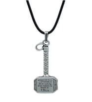 Thor Mjolnir Çekici Deri ip Kolye - Gümüş Kaplama - Kadın Erkek Kolye - No:947