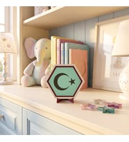 Minimalist Ay Yıldız Temalı Dekoratif Parça, Çalışma Masaları İçin Estetik Süs 10x10 cm, Açık Yeşil