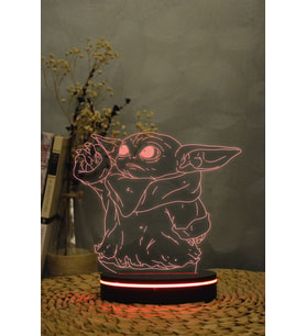 3D Bebek Yoda Gece Lambası, 16 Renkli Dekoratif Işık, Huzurlu Uyku Atmosferi (Krem)