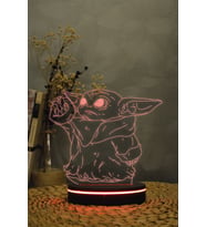 3D Bebek Yoda Gece Lambası, 16 Renkli Dekoratif Işık, Huzurlu Uyku Atmosferi (Krem)
