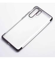 Huawei P30 Pro Kılıf İnce Köşeleri Renkli Şeffaf Silikon (Siyah)