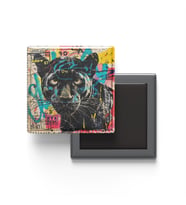 Black Panther - Baskılı Buzdolap Magneti Kare - 9x9 cm