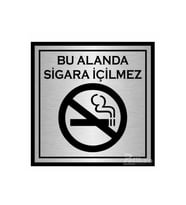 Sigara Içilmez Levhası 16x16cm Gümüş Renk Arkası Yapışkanlı
