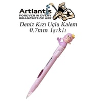 Işıklı Deniz Kızı Uçlu Kalem 0.7 1 Adet Denizkızı Başlıklı Versatil Kalem Süslü Silikonlu Hediyelik Kalem (Mor)