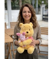 pooh ve piglet sarılan peluş sevgiliye hediye doğum günü hediyesi winnie the pooh 35 cm