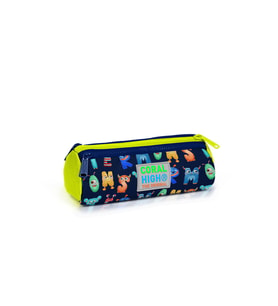 Coral High Kids Lacivert Neon Sarı Monster Desenli Üç Bölmeli Kalem Çantası 22026