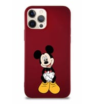Apple iPhone 12 Pro Soft Premier Kapak Mickey Mouse-A Tasarımlı Silikon Kılıf - Mürdüm (Şeffaf)