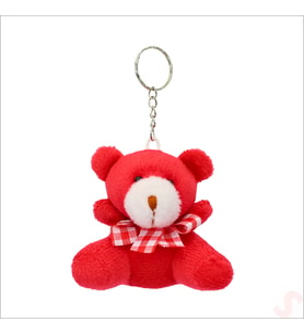 Pelüş Ayıcık Anahtarlık, 6,5 cm x 6,5 cm - Kırmızı