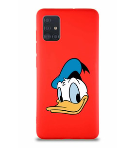 Samsung Galaxy M31S Soft Premier Kapak Donald Duck-B Tasarımlı Silikon Kılıf - Kırmızı (Şeffaf)
