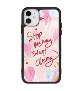 iPhone 11 Pembe Motto Tasarımlı Glossy Telefon Kılıfı