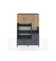 Hyperion Dolap 9 Raflı 6 Çekmeceli 3 Kapaklı 132x44x195 Antrasit-Çam/Antrasit