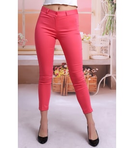 21400267 Dokuma Noir Dar Paça Pantolon PEMBE