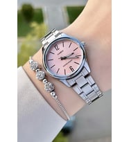 Casio CSISTE66 Kadranı Pembe Kordonu Gümüş Renk Hediye Paketli Kadın Kol Saati ve Bileklik