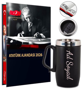 Kişiye Özel İsimli Paslanmaz Çelik Termos Bardak & Atatürk Ajanda 2026