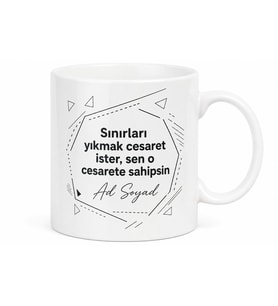 İsme Özel Sınırları Yıkan Yazılı Kupa Bardak Motivasyon Hediye