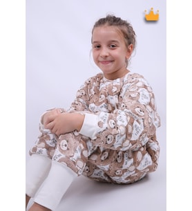 2.5 Tog Yorgan Gerektirmeyen Kalın Elyaf Dolgulu Çocuk Uyku Tulumu Pamuk Astarlı