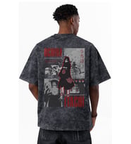 Uchiha Itachi Naruto Anime Baskılı Unisex Oversize Eskitme Yıkamalı Tişört