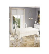 Dantelli Keten Efektli Leke Tutmaz Lüks Masa Örtüsü 160x220 Cm Krem (Çok Renkli)