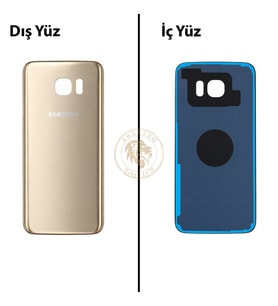 Samsung Galaxy S7 Edge Gold Renk Arka Kapak Arka Cam Batarya Kapağı Pil Kapağı Lazer Kesim Back Cover Galaxy S7 Edge Uyumlu
