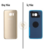 Samsung Galaxy S7 Edge Gold Renk Arka Kapak Arka Cam Batarya Kapağı Pil Kapağı Lazer Kesim Back Cover Galaxy S7 Edge Uyumlu