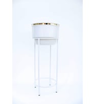 Beyaz Gold Detay Saksılık Modern Çiçeklik Ayaklı Dekoratif Saksı Vazo 62x26cm